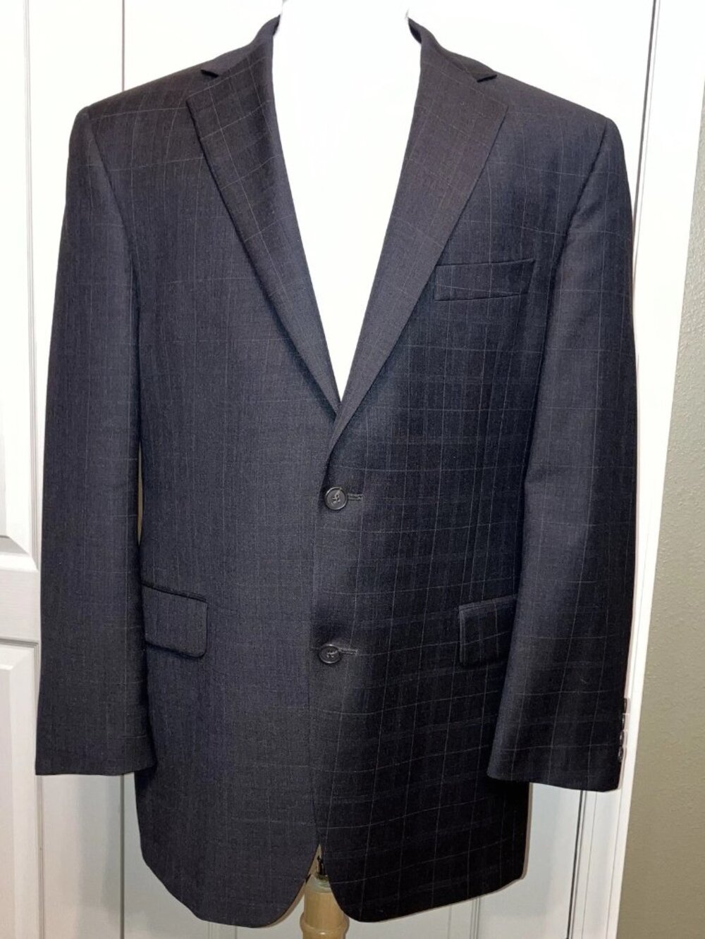 JACK VICTOR Wool Blazer / Sport Coat WINDOWPANE Brown - Sz 42 R Made in Canada